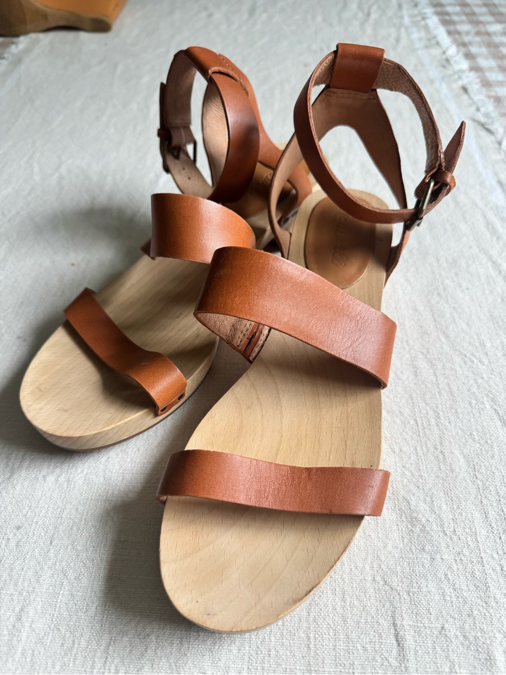 Madewell Cognac Leather Ankle-Strap Sandals